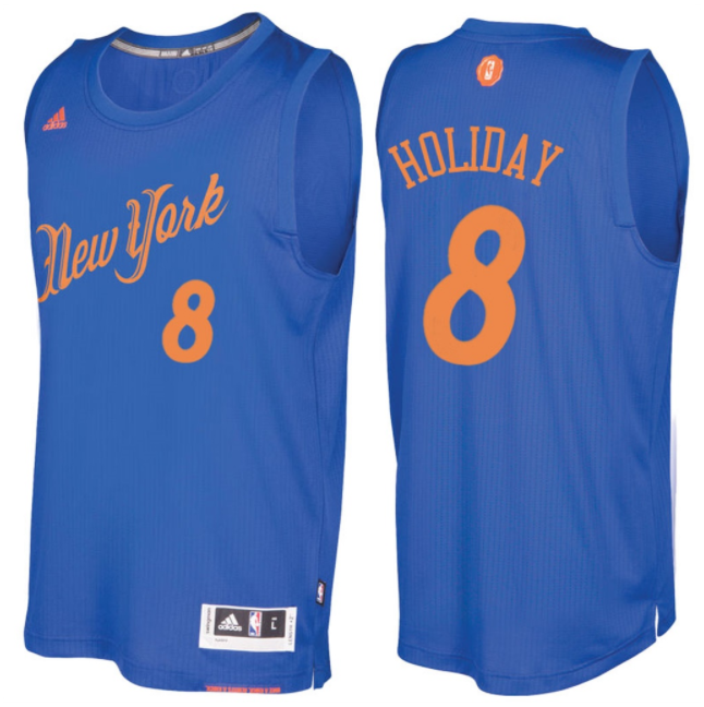 maglia basket new york knicks natale 2016 justin holiday 8 blu