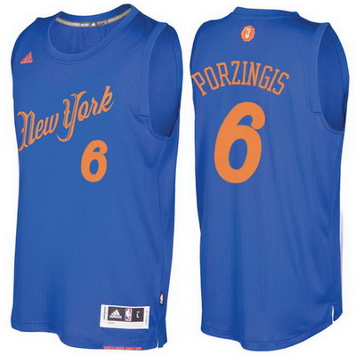 maglia basket new york knicks natale 2016 kristaps porzingis 6 blu