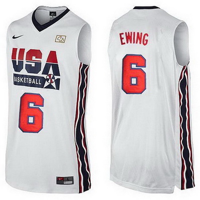 maglie basket patrick ewing 6 nba usa 1992 bianca