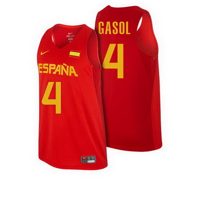 maglie uomo pau gasol 4 spagna olimpiadi di rio 2016 rosso