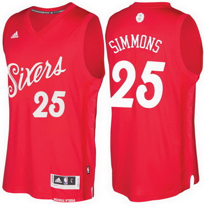 maglia uomo philadelphia 76ers natale 2016 ben simmons 25 rosso