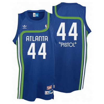 maglia nba pistol pete 44 retro atlanta hawks blu