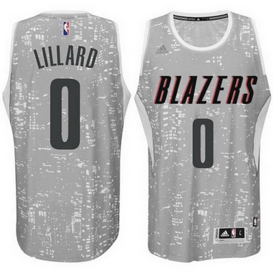 maglie basket portland trail blazers damian lillard 0 lights grigio