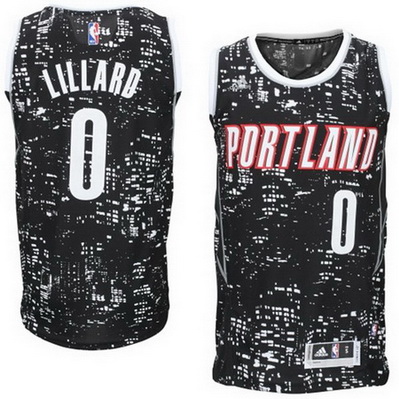 maglie uomo portland trail blazers damian lillard 0 lights nero