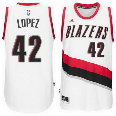 maglia basket robin lopez 42 2015 portland trail blazers bianca