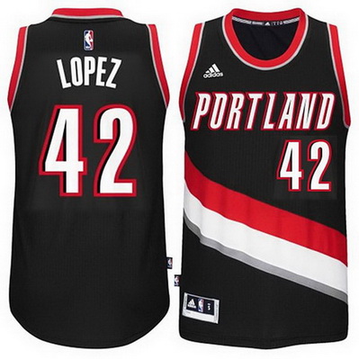 canotta basket robin lopez 42 2015 portland trail blazers nero