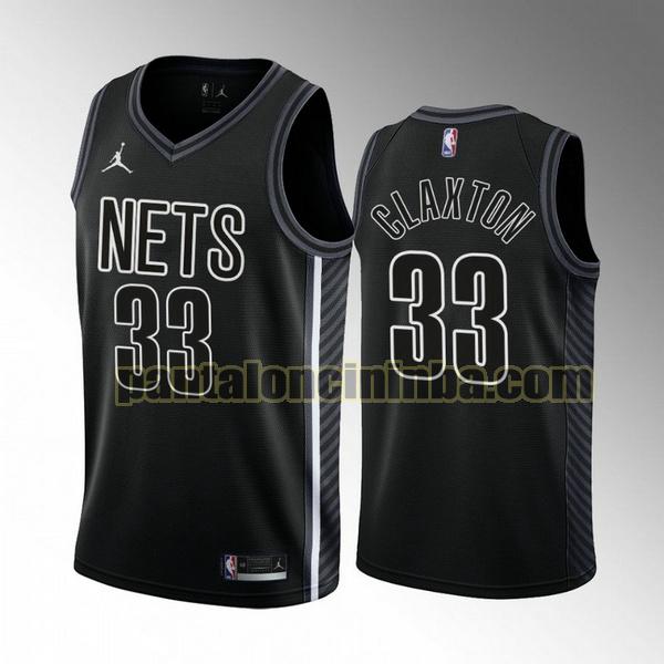 Maglie Uomo basket Nic Claxton 33 Brooklyn Nets Nero 2022-2023