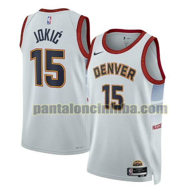 Maglie Uomo basket Nikola Jokic 15 Denver Nuggets Bianco 2022-2023