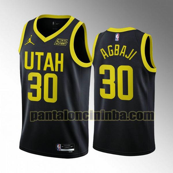 Maglie Uomo basket Ochai Agbaji 30 Utah Jazz Nero 2022 2023
