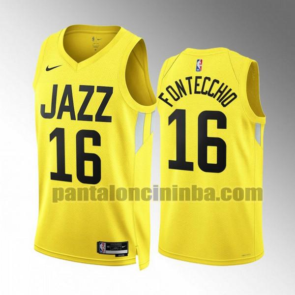 Maglie Uomo basket Simone Fontecchio 16 Utah Jazz Giallo 2022 2023