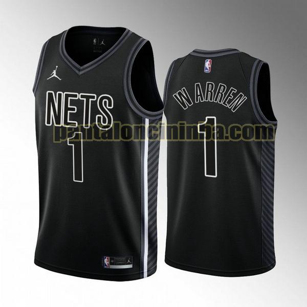 Maglie Uomo basket T.J. Warren 3 Brooklyn Nets Nero 2022-2023