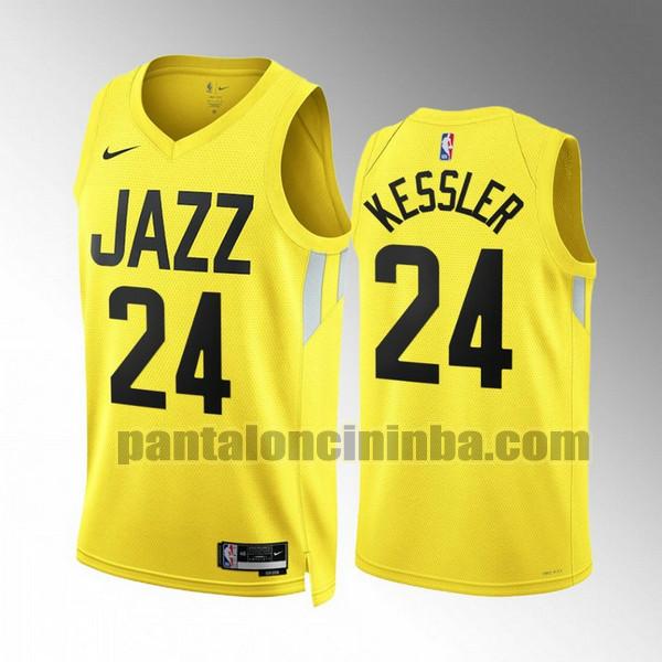 Maglie Uomo basket Walker Kessler 24 Utah Jazz Giallo 2022 2023