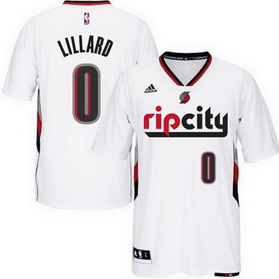 maglietta uomo portland trail blazers damian lillard 0 bianca