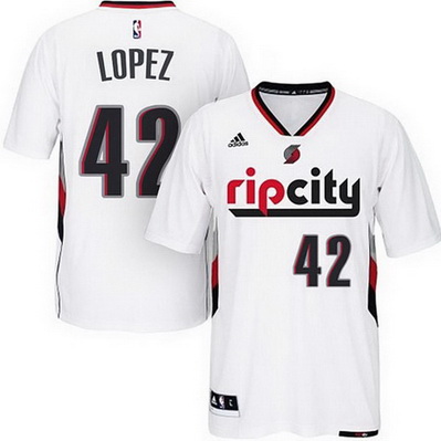 maglietta uomo portland trail blazers robin lopez 42 bianca