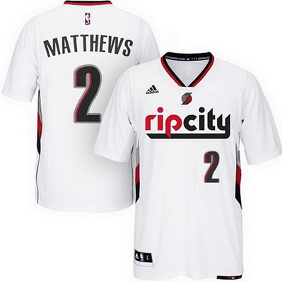 maglietta nba portland trail blazers wesley matthews 2 bianca