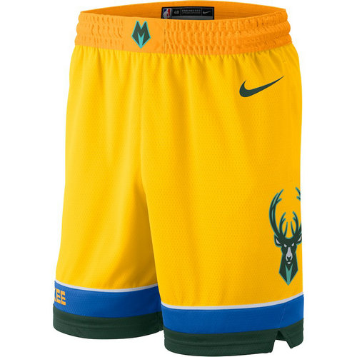 Pantaloncini corti basket Milwaukee Bucks 2018-2019 giallo