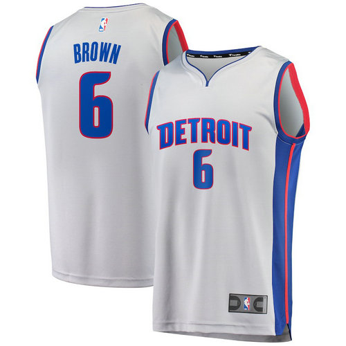 maglia basket Bruce Brown 6 2018-2019 detroit pistons grigio