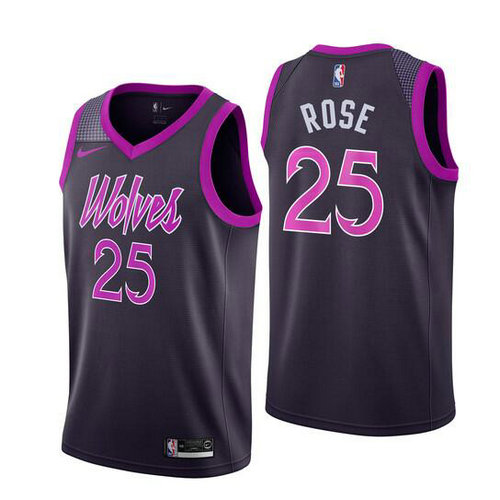 maglietta Derrick Rose 25 minnesota timberwolves 2018-2019 porpora