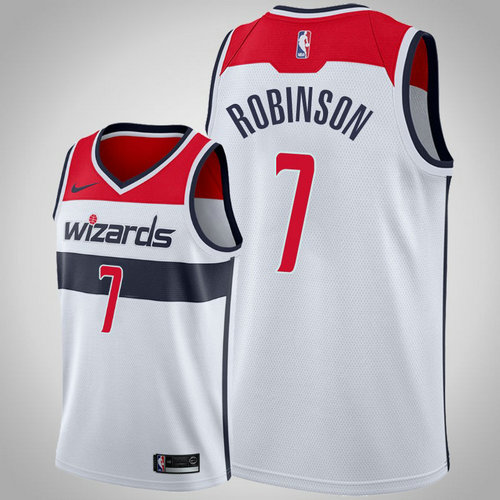 maglia nba Devin Robinson 7 2018-2019 washington wizards bianca