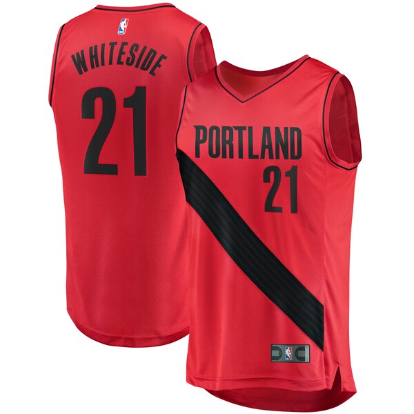 maglia hassan whiteside 21 2020 portland trail blazers rosso