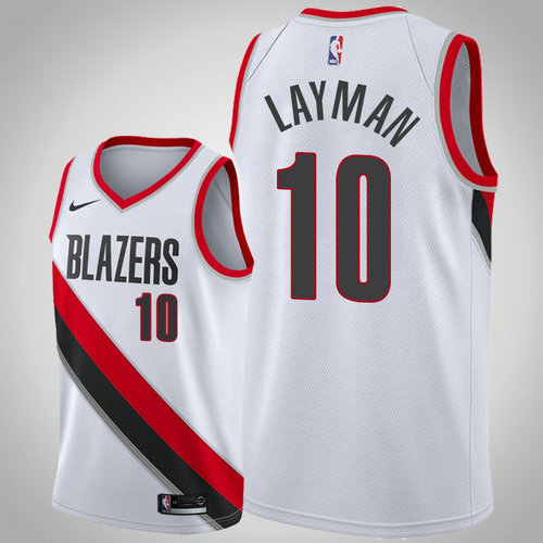 maglia Jake Layman 10 2018-2019 portland trail blazers bianca