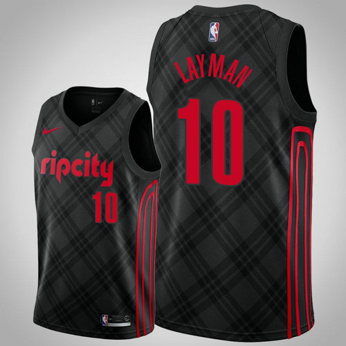 maglia Jake Layman 10 2018-2019 portland trail blazers nero