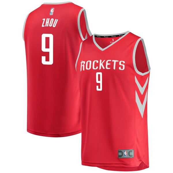 maglia Zhou Qi 9 2020 houston rockets rosso