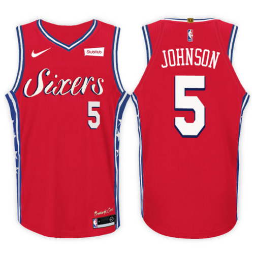 maglia amir johnson 5 2017-2018 philadelphia 76ers rosso