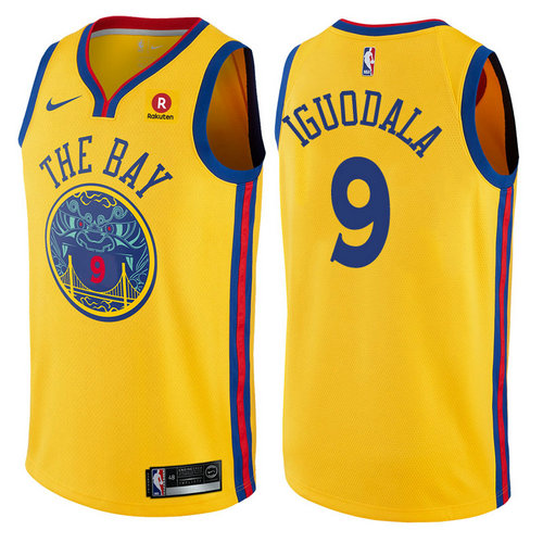 maglia nba andre iguodala 9 2017-2018 golden state warriors d'oro