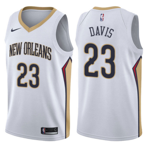 maglia anthony davis 23 2017-2018 new orleans pelicans bianca