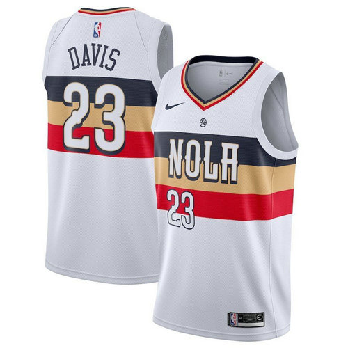 maglia anthony davis 23 2018-2019 new orleans pelicans bianca