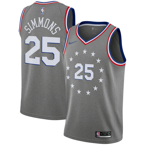 maglia basket ben simmons 25 2018-2019 philadelphia 76ers grigio