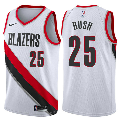 maglia brandon rush 25 2017-2018 portland trail blazers bianca