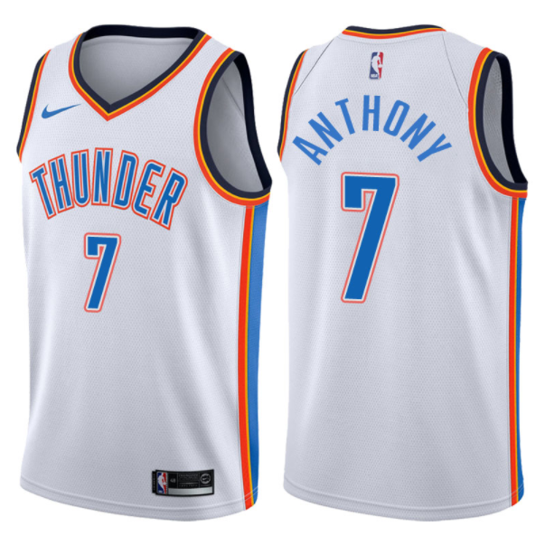 maglia carmelo anthony 7 2017-2018 oklahoma city thunder bianca