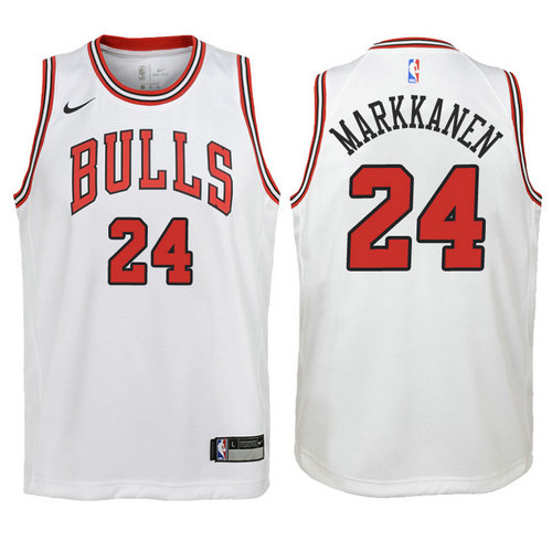 canotta basket chicago bulls bambino 2017-2018 lauri markkanen 24 bianca