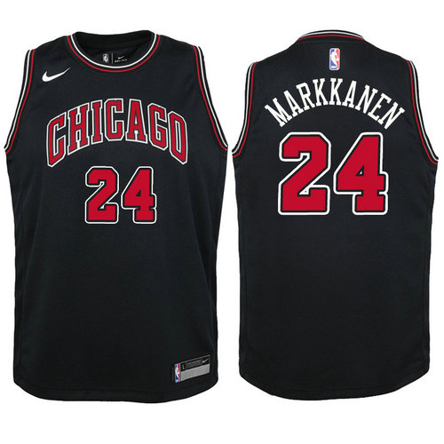 canotta basket chicago bulls bambino 2017-2018 lauri markkanen 24 nero