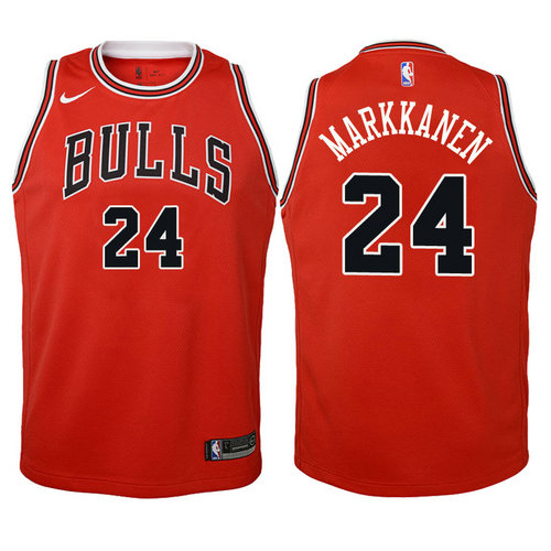 canotta basket chicago bulls bambino 2017-2018 lauri markkanen 24 rosso