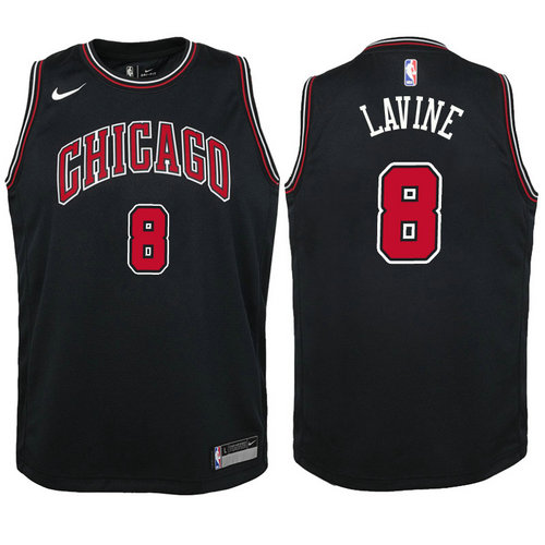 canotta basket chicago bulls bambino 2017-2018 zach lavine 8 nero