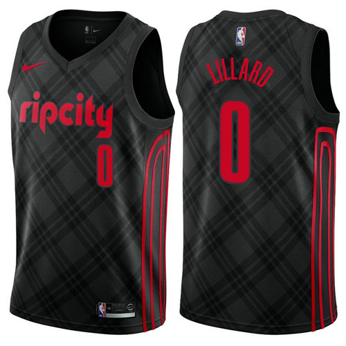 maglia damian lillard 0 2017-2018 portland trail blazers nero