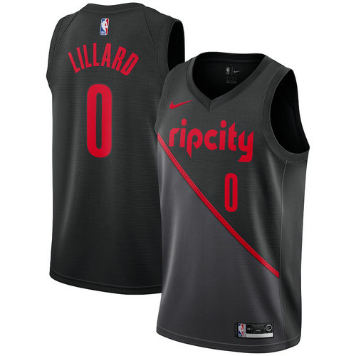 maglia damian lillard 0 2018-2019 portland trail blazers nero