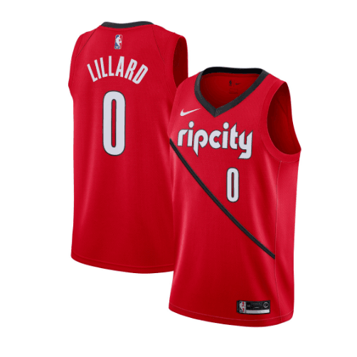 maglia damian lillard 0 2018-2019 portland trail blazers rosso