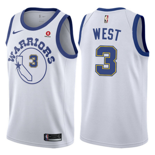 maglia davi west 3 2017-2018 golden state warriors bianca