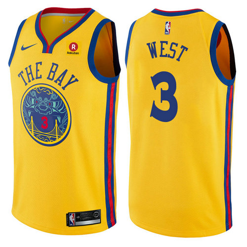 maglia davi west 3 2017-2018 golden state warriors d'oro