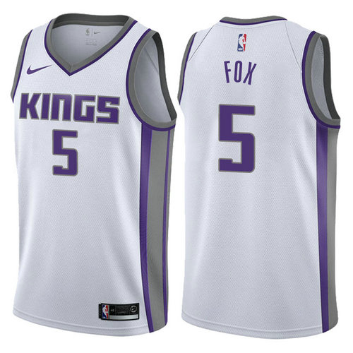 maglia De'Aaron fox 5 2017-2018 sacramento kings bianca