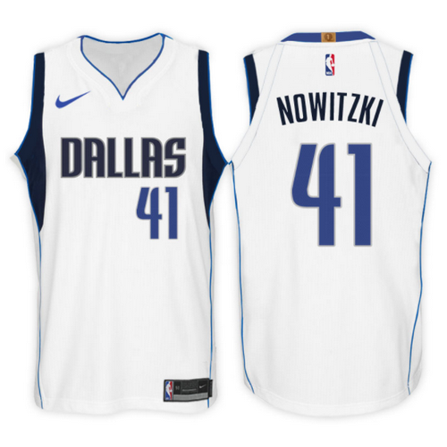 maglia dirk nowitzki 41 2017-2018 dallas mavericks bianca