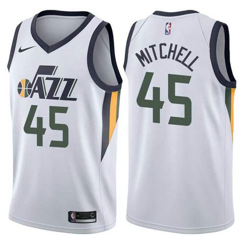 maglia donovan mitchell 45 2017-2018 utah jazz bianca