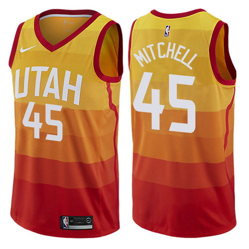 maglia donovan mitchell 45 2017-2018 utah jazz rosso