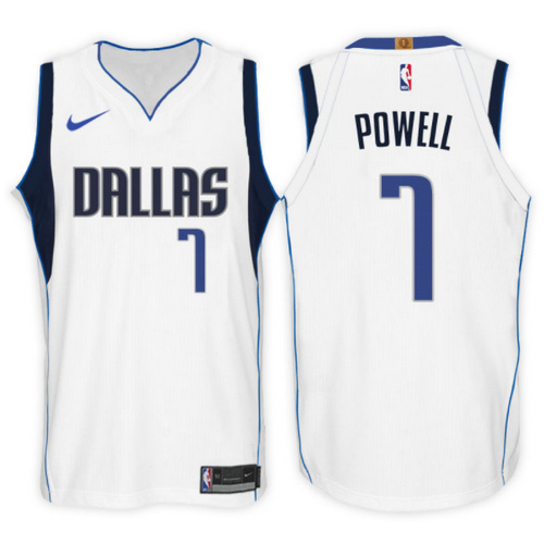 maglia dwight powell 7 2017-2018 dallas mavericks bianca