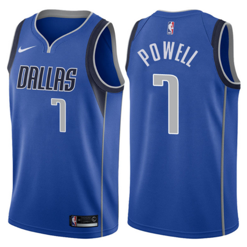 maglia dwight powell 7 2017-2018 dallas mavericks blu