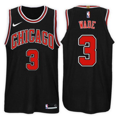 maglia dwyane wade 3 chicago bulls 2017-2018 nero